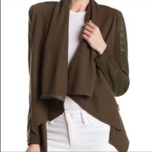 Blank nyc olive faux leather draped jacket small